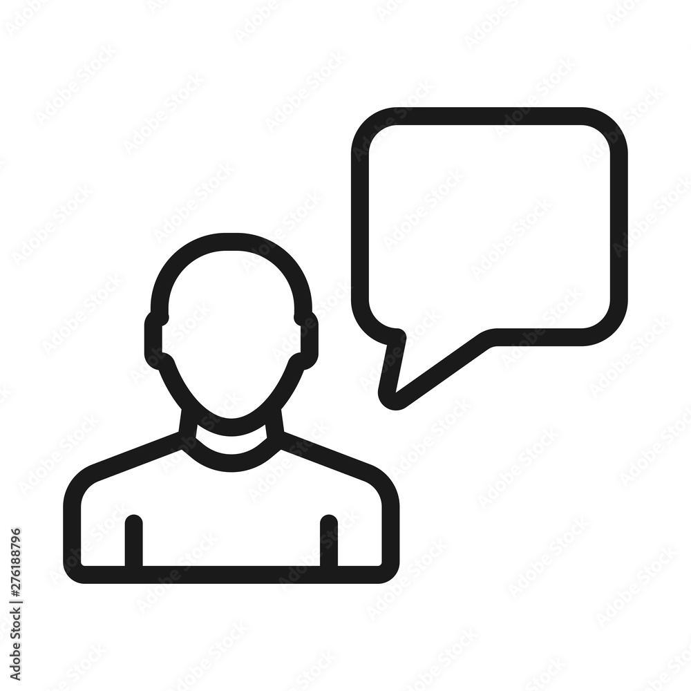 man talking - minimal line web icon. simple vector illustration. concept for infographic, website or app. man talking - minimal line web icon. simple vector illustration. concept for infographic, website or app.