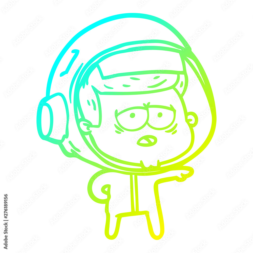 cold gradient line drawing cartoon tired astronaut cold gradient line drawing cartoon tired astronaut