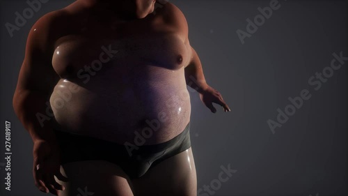 wet fat man in stidio