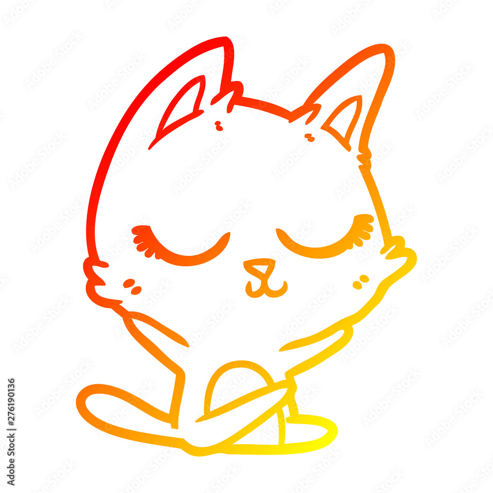 warm gradient line drawing calm cartoon cat warm gradient line drawing calm cartoon cat