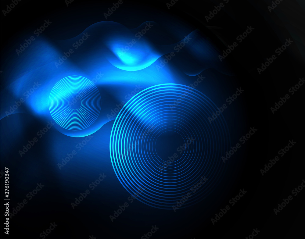 Fototapeta premium Shiny neon geometric waves template
