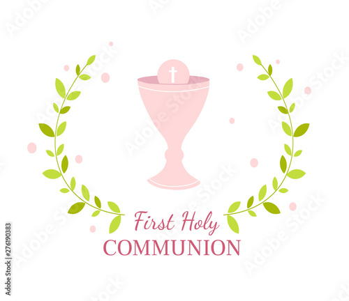First holy communion greeting card design template