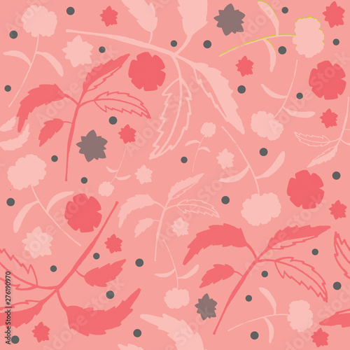 Lovely Floral with Leaves Seamless Pattern