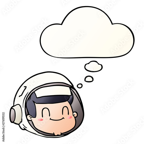 cartoon astronaut face and thought bubble in smooth gradient style