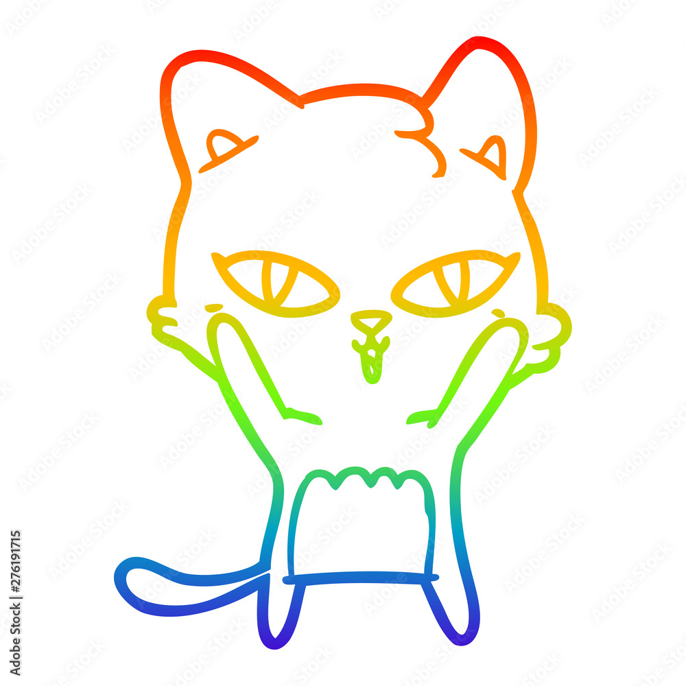 Obraz premium rainbow gradient line drawing cartoon cat
