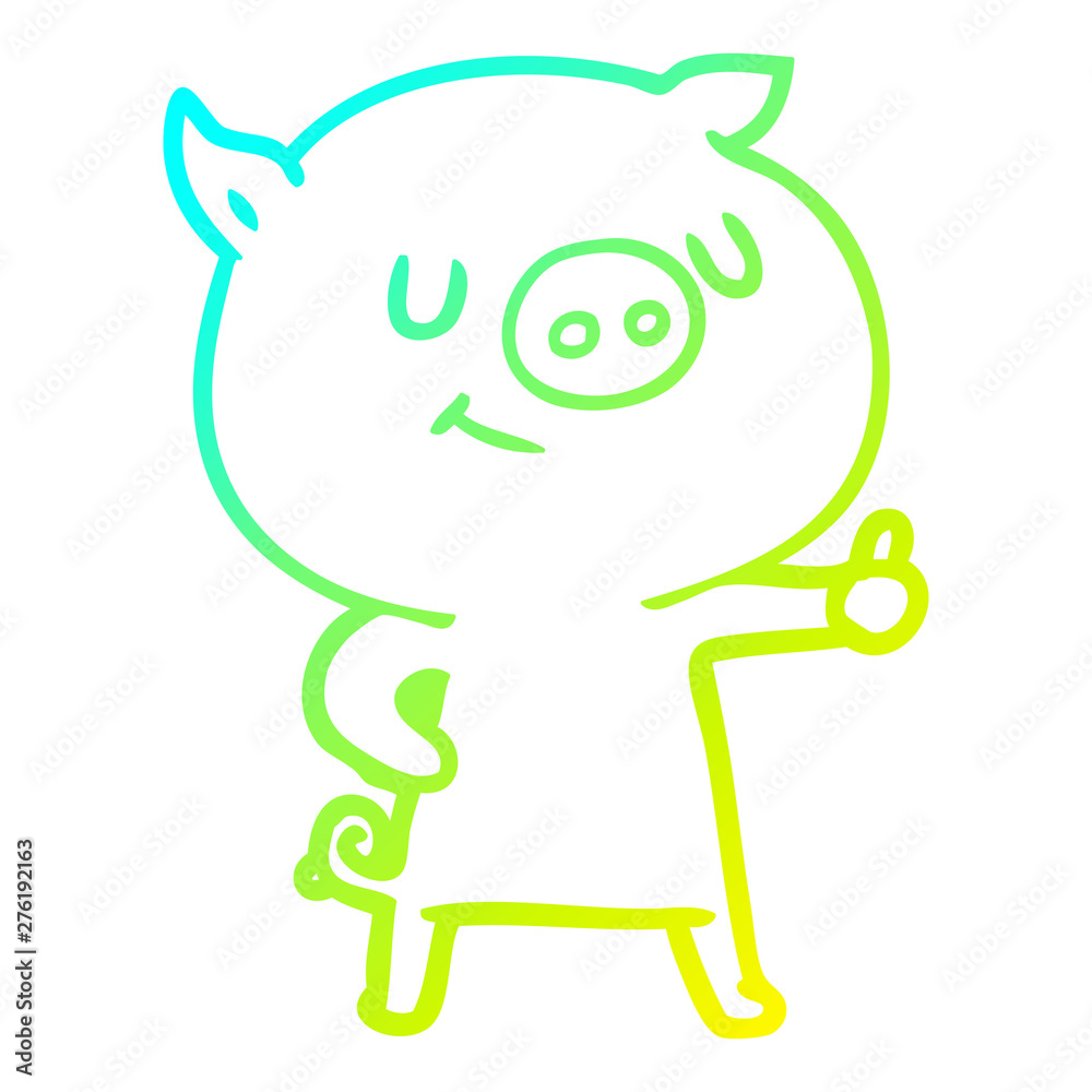 cold gradient line drawing happy cartoon pig cold gradient line drawing happy cartoon pig