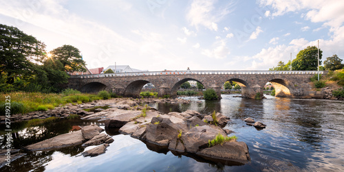 Tullbron, or tullbridge, old stone bridge in central falkenberg over the river Atran