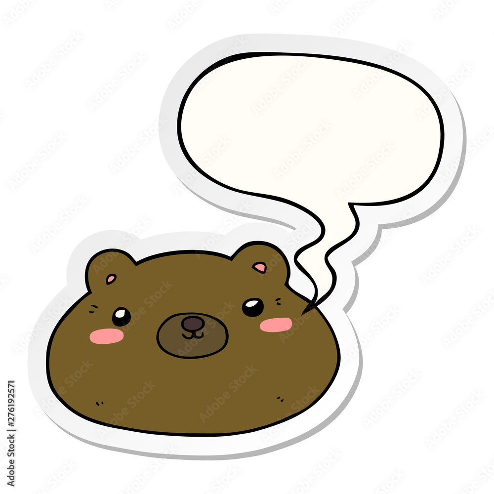 cartoon bear and speech bubble sticker cartoon bear and speech bubble sticker
