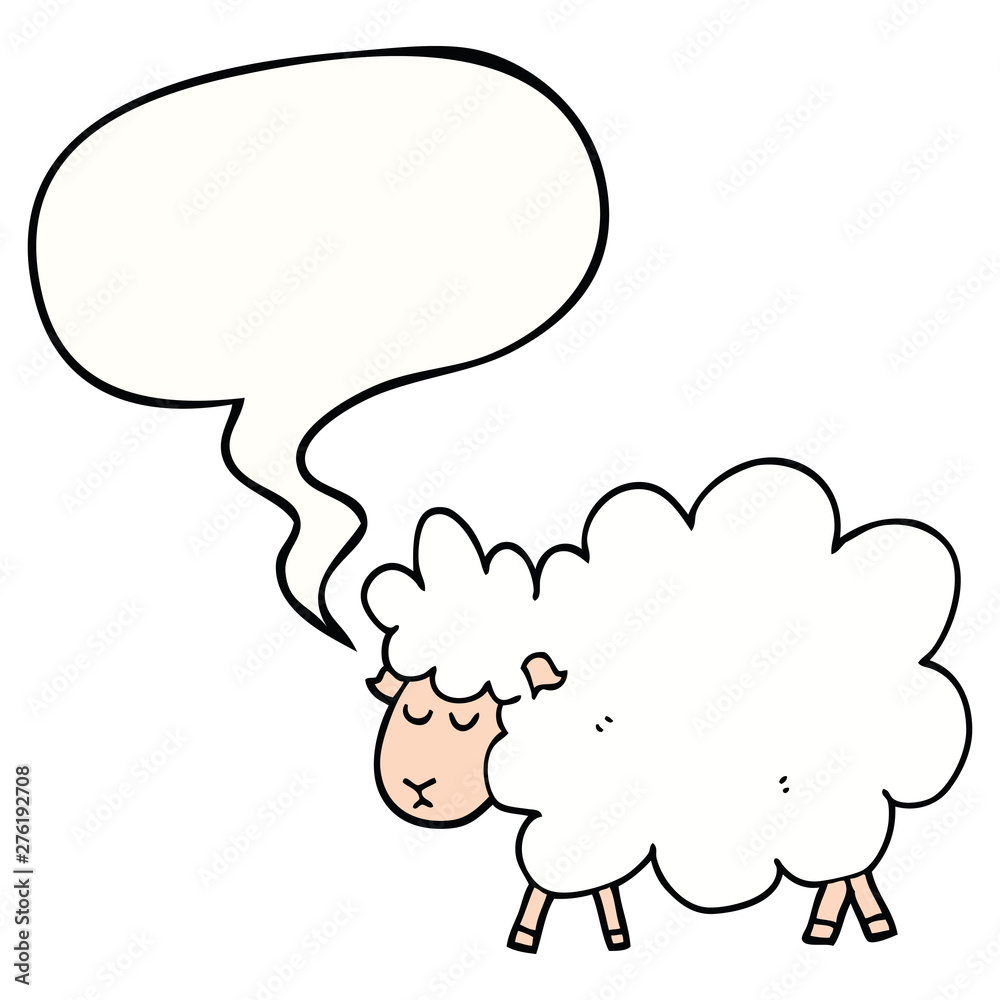 cartoon sheep and speech bubble