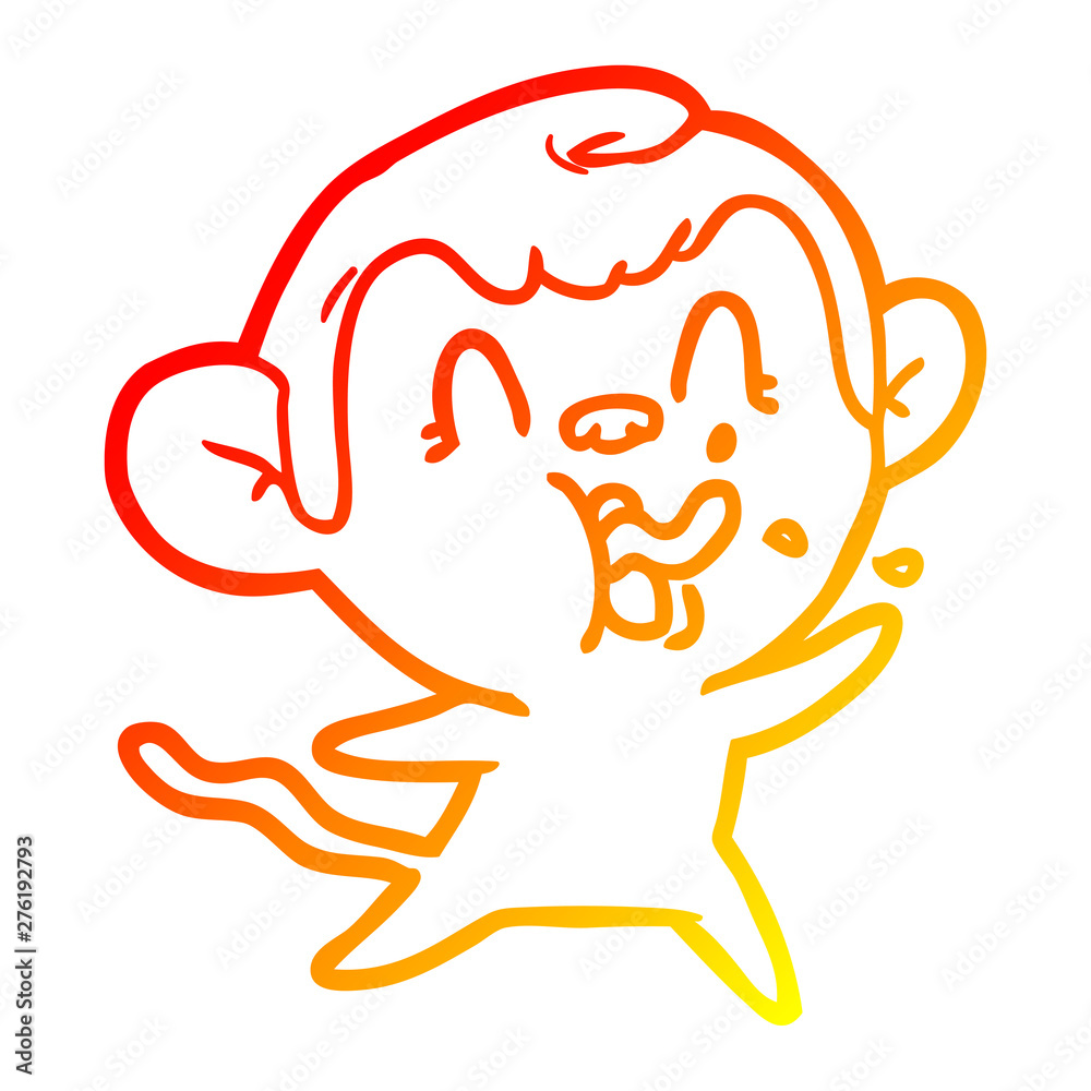 warm gradient line drawing crazy cartoon monkey warm gradient line drawing crazy cartoon monkey