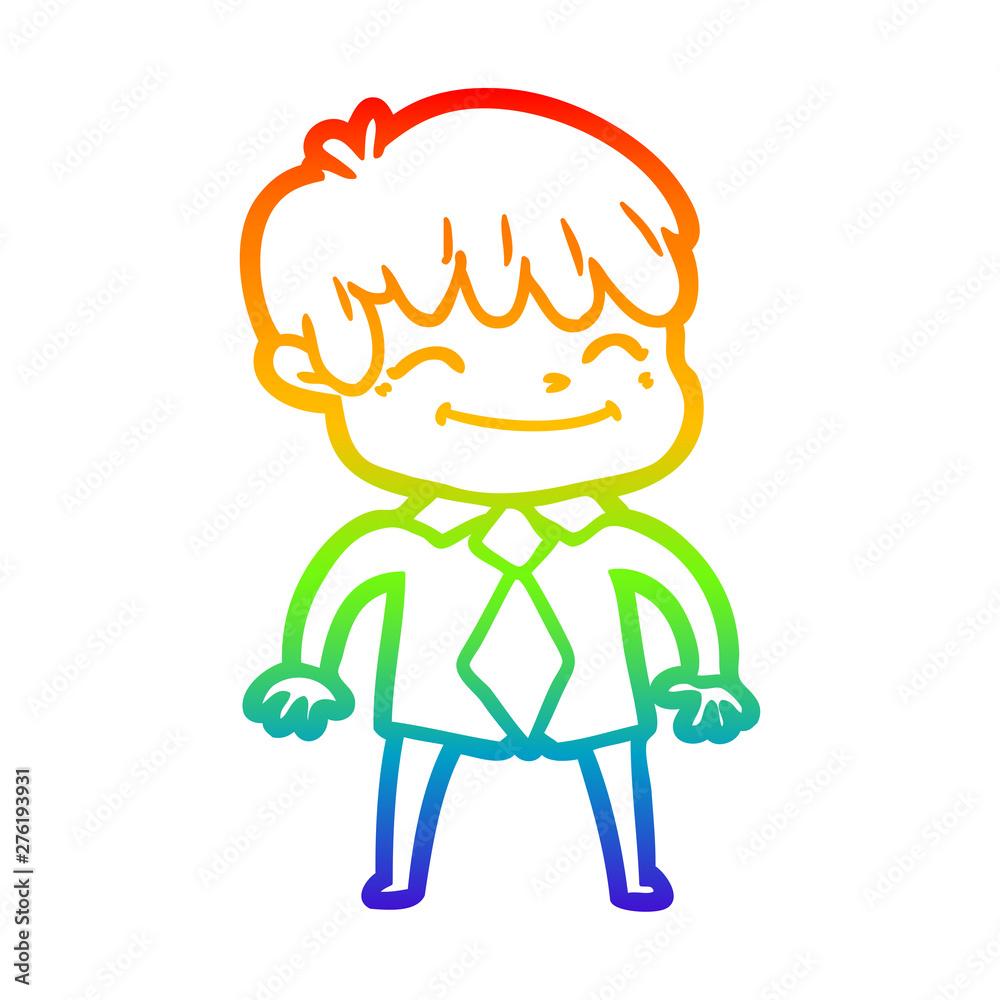 rainbow gradient line drawing cartoon happy boy rainbow gradient line drawing cartoon happy boy