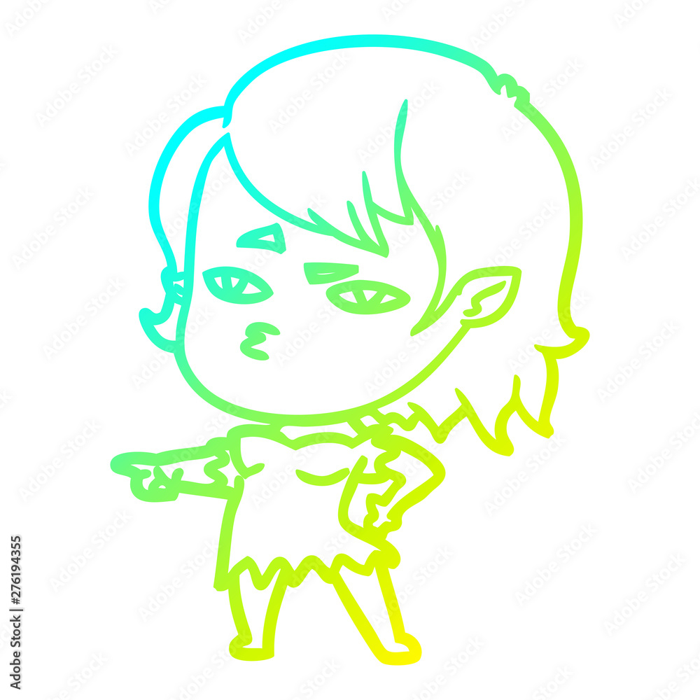 cold gradient line drawing cartoon vampire girl cold gradient line drawing cartoon vampire girl