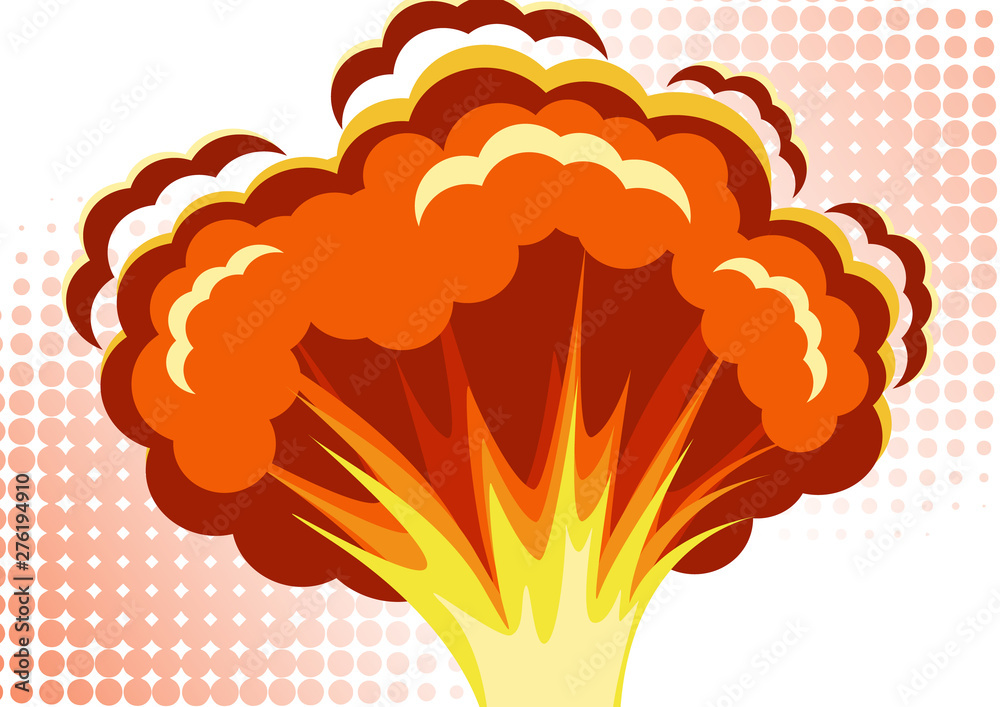 Cartoon vector bomb explosion with smoke. Cartoon style effect boom ...