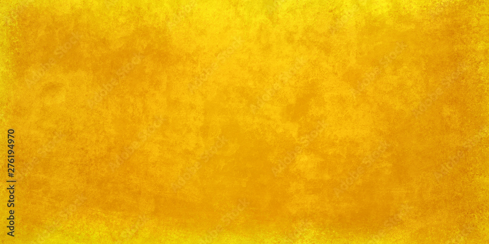 Gold background with faint detailed old vintage grunge texture; abstract rough bright yellow material design that is distressed and worn