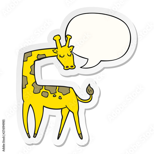 cartoon giraffe and speech bubble sticker photo