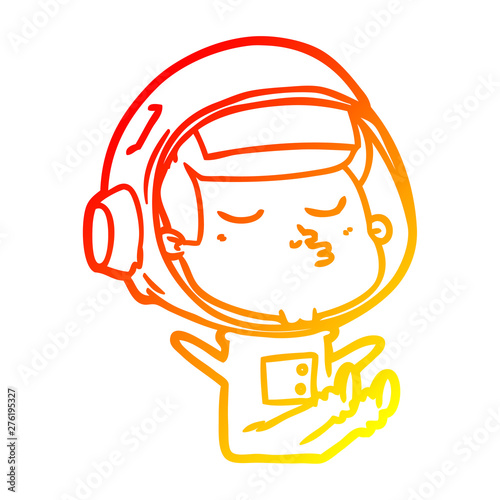 warm gradient line drawing cartoon confident astronaut