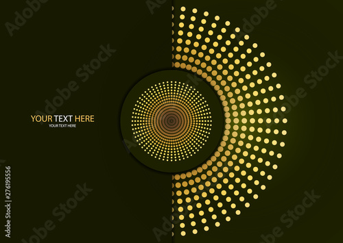 Abstract background circle frame halftone dots isolated on color background. Creative cover design template.