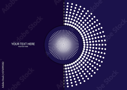 Abstract background circle frame halftone dots isolated on color background. Creative cover design template.