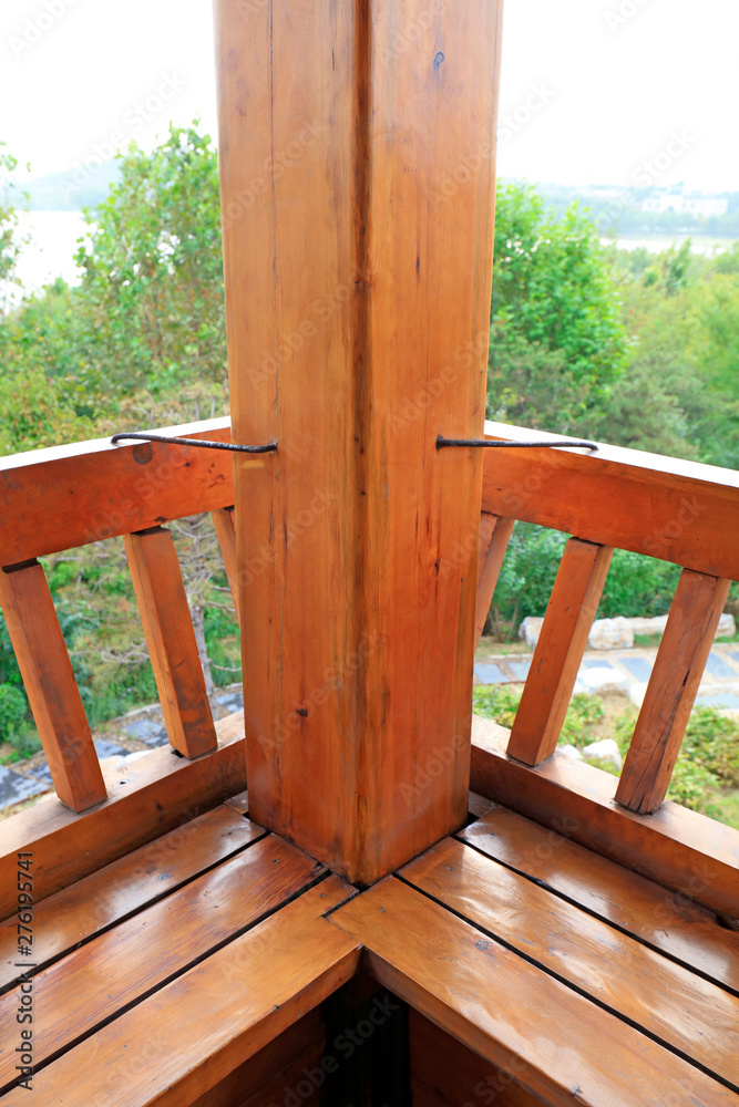 Wooden arbor pillars and railings Wooden arbor pillars and railings
