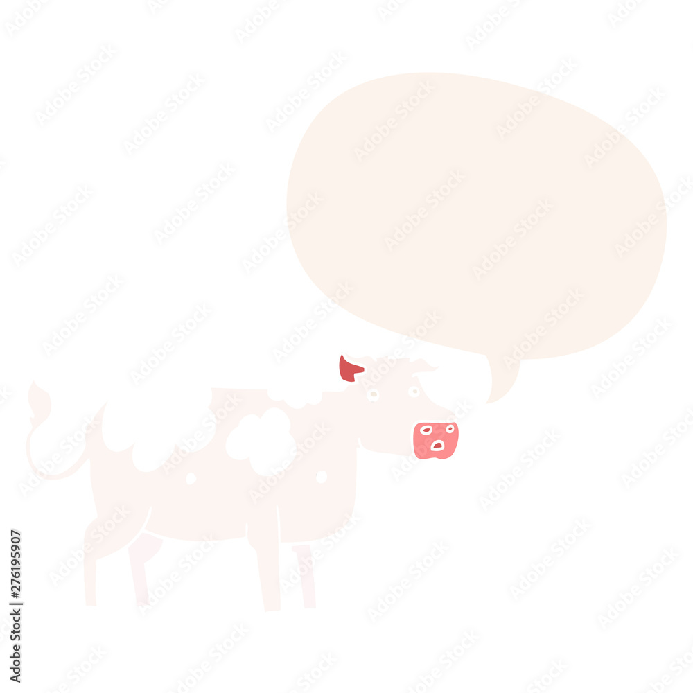 cartoon cow and speech bubble in retro style cartoon cow and speech bubble in retro style
