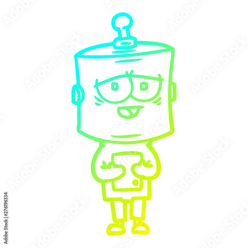 cold gradient line drawing cartoon robot