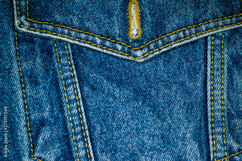 a variety of elements of the denim shapes with stitches and loops design.