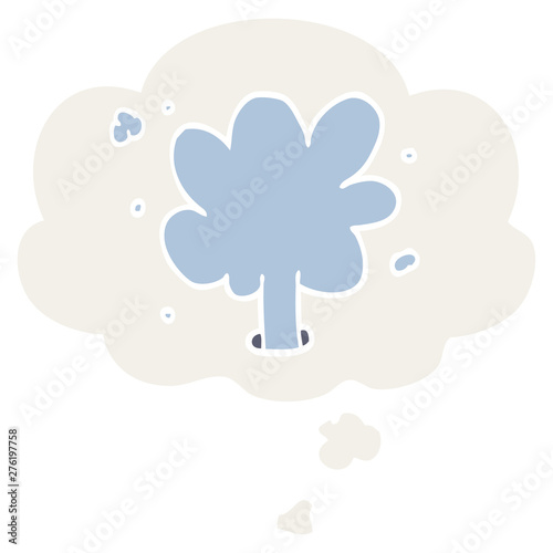 cartoon spouting water and thought bubble in retro style