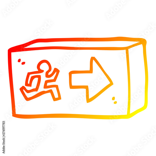 warm gradient line drawing cartoon exit sign