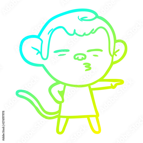 cold gradient line drawing cartoon suspicious monkey