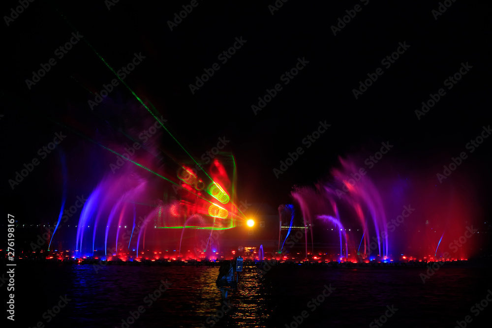 Water curtain fountain in the park, Tangshan, China