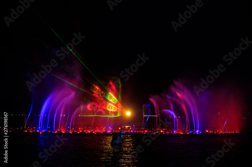 Water curtain fountain in the park, Tangshan, China