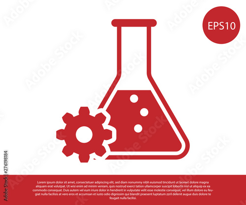 Red Bioengineering icon isolated on white background. Element of genetics and bioengineering icon. Biology, molecule, chemical icon. Vector Illustration