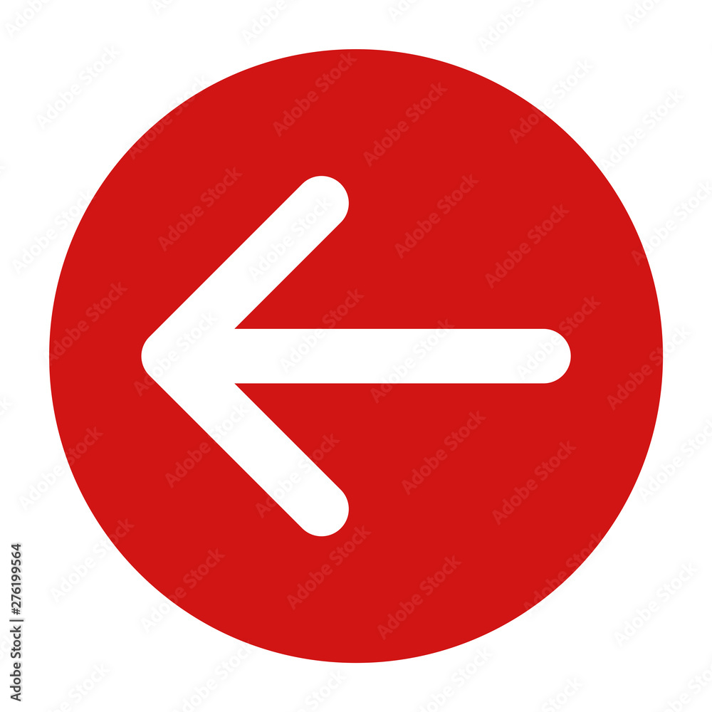 Back arrow icon flat red round button vector illustration Back arrow icon flat red round button vector illustration