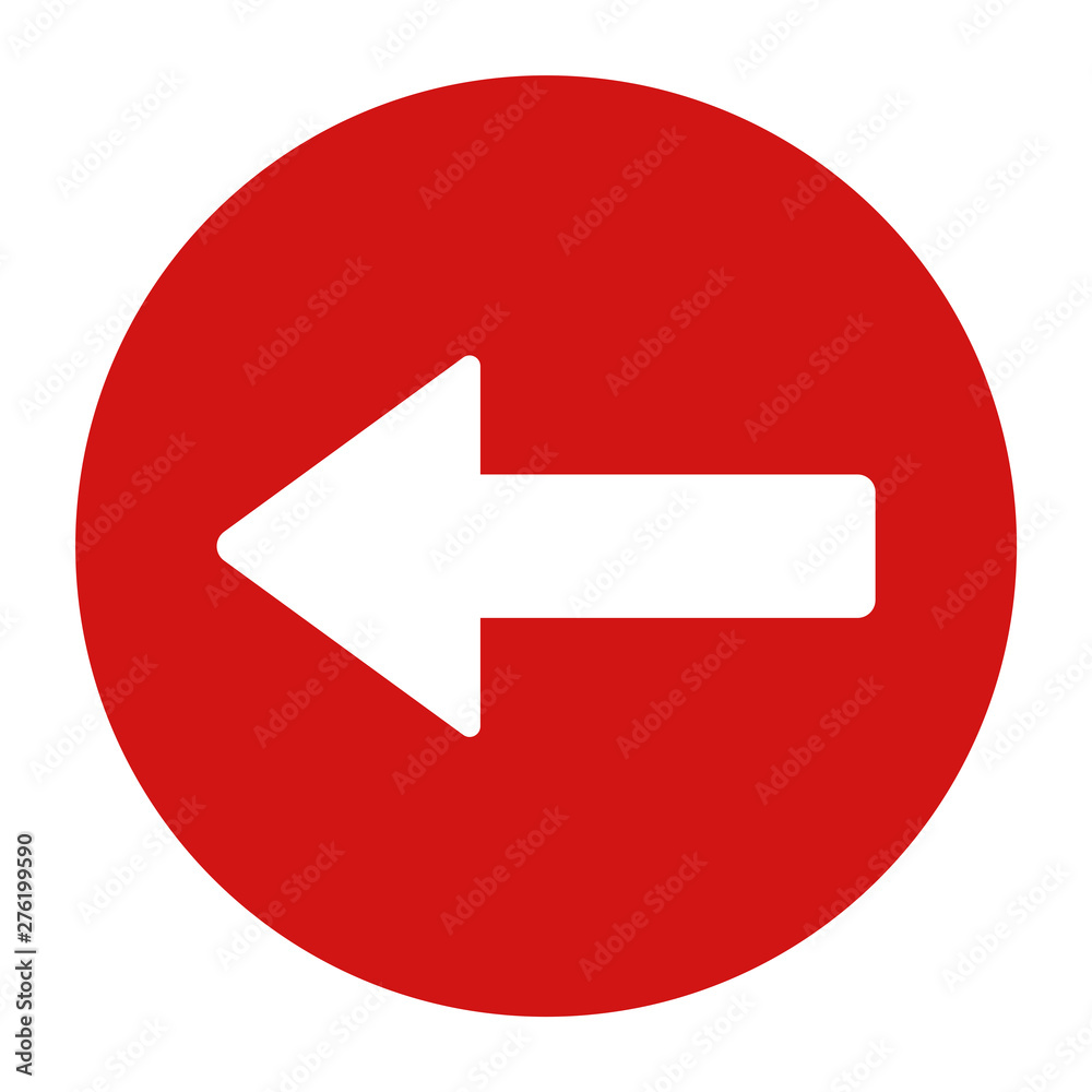 Back arrow icon flat red round button vector illustration Back arrow icon flat red round button vector illustration