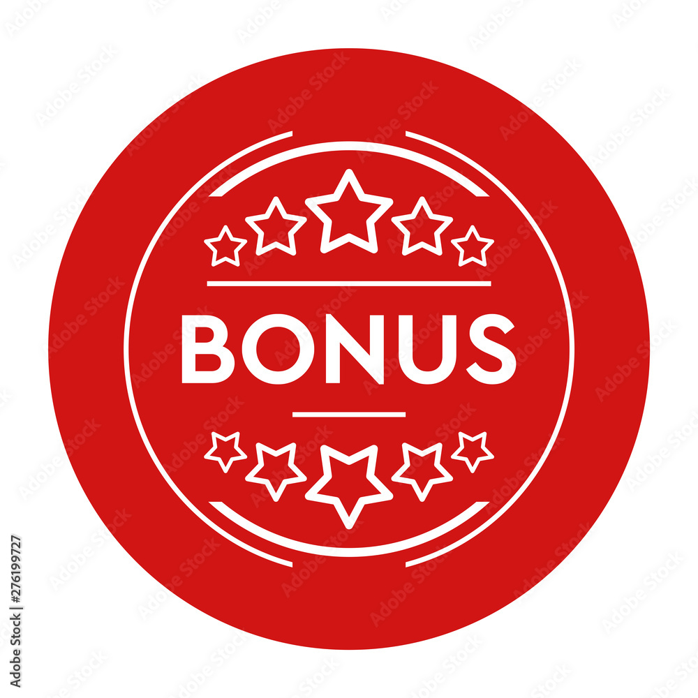 Bonus badge icon flat red round button vector illustration Bonus badge icon flat red round button vector illustration