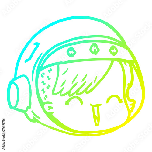 cold gradient line drawing cartoon happy astronaut face