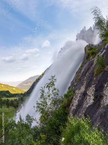 Panorama of Parcines waterfall in Northern Italy / Alto Adige