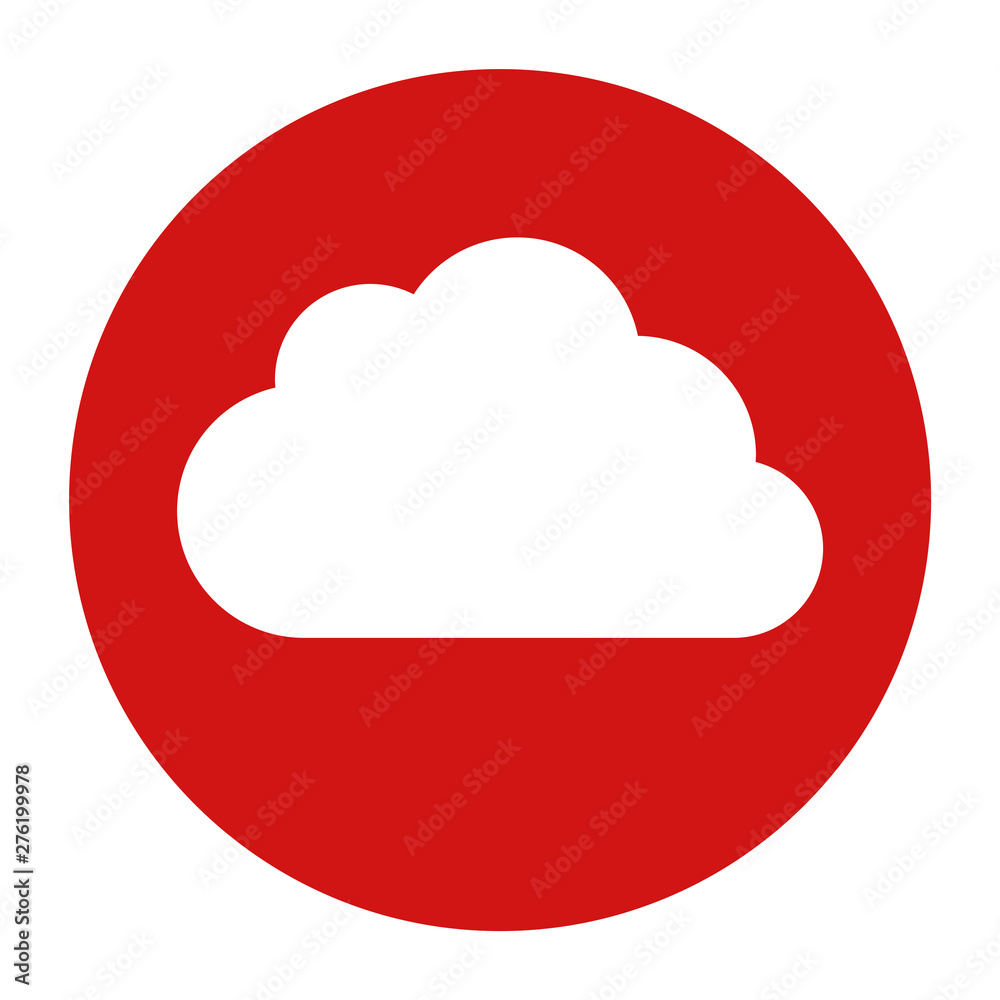 Cloud icon flat red round button vector illustration Cloud icon flat red round button vector illustration