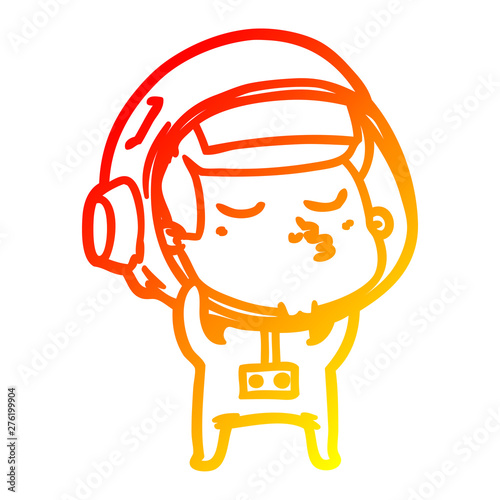 warm gradient line drawing cartoon confident astronaut
