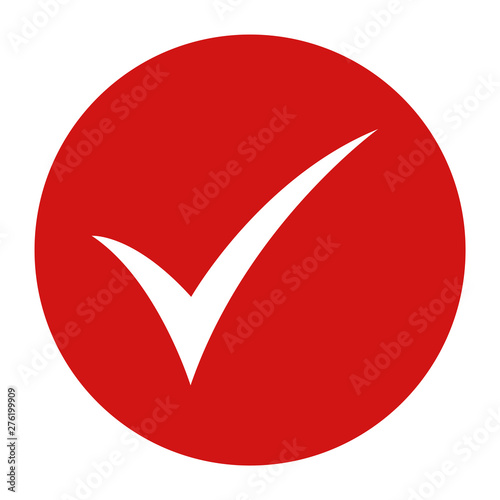 Checkmark icon flat red round button vector illustration