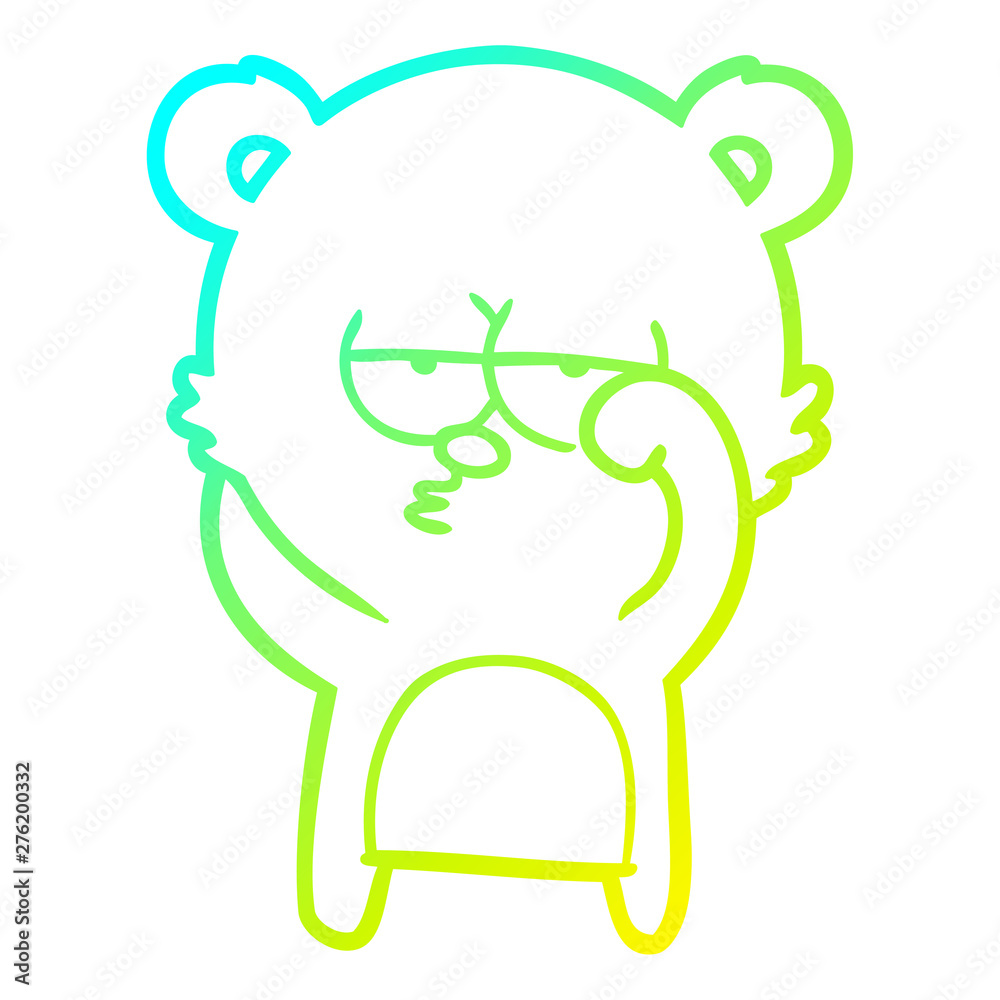 cold gradient line drawing bored bear cartoon cold gradient line drawing bored bear cartoon