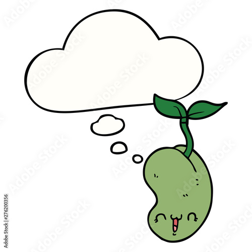 cute cartoon seed sprouting and thought bubble