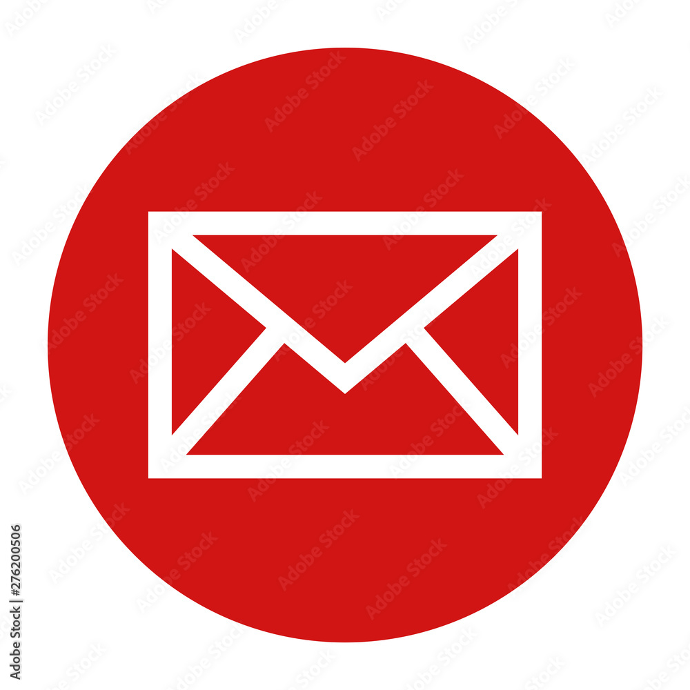 Email icon flat red round button vector illustration Email icon flat red round button vector illustration