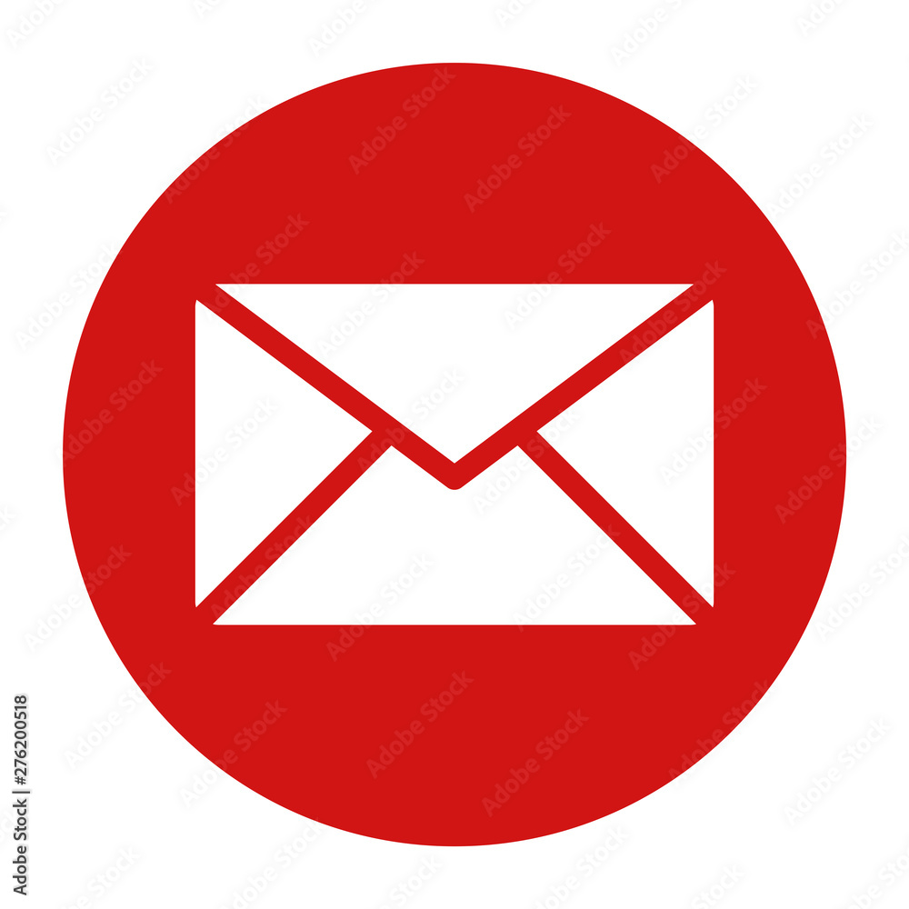 Email icon flat red round button vector illustration Email icon flat red round button vector illustration