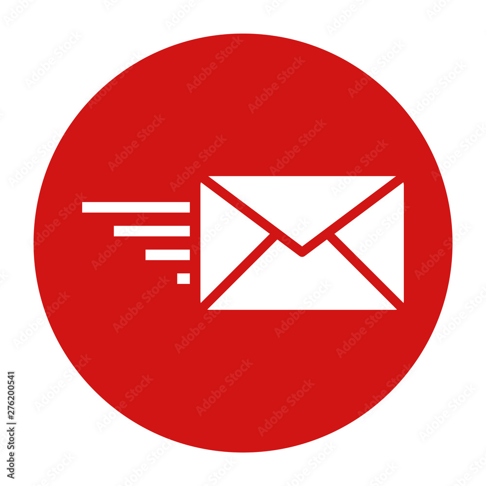 Email option icon flat red round button vector illustration Email option icon flat red round button vector illustration