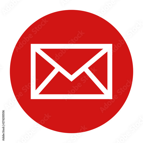 Email icon flat red round button vector illustration