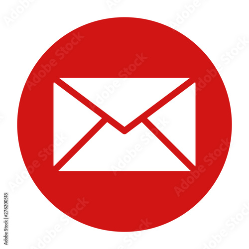 Email icon flat red round button vector illustration