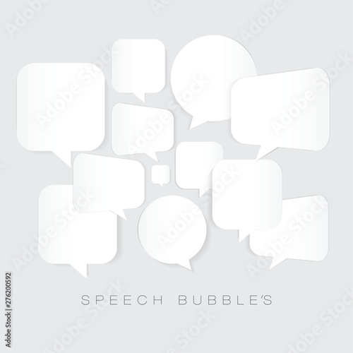 white paper speech bubbles, communication concept, vector illustration