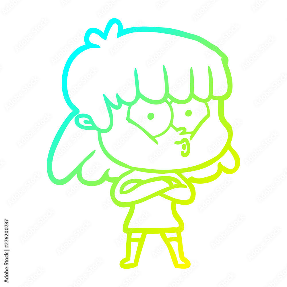 cold gradient line drawing cartoon whistling girl cold gradient line drawing cartoon whistling girl
