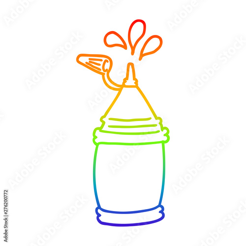 rainbow gradient line drawing cartoon ketchup bottle